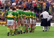 16 July 2000; The Kerry team during the parade ahead of the Bank of Ireland Munster Senior Football Championship Final between Kerry and Clare at the Gaelic Grounds in Limerick. Photo By Brendan Moran/Sportsfile