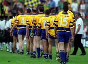 16 July 2000; The Clare team during the parade ahead of the Bank of Ireland Munster Senior Football Championship Final between Kerry and Clare at the Gaelic Grounds in Limerick. Photo by Ray Lohan/Sportsfile