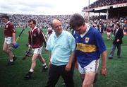 5 August 1991; Galway manager Cyril Farrell with Nicky English of Tipperary following the All-Ireland Senior Hurling Championship Semi-Final match between Tipperary and Galway at Croke Park in Dublin. Photo by Ray McManus/Sportsfile
