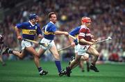 8 August 1993; Michael &quot;Hopper&quot; McGrath of Galway in action against Conal Bonner and Declan Carr of Tipperary during the All-Ireland Senior Hurling Championship Semi-Final match between Galway and Tipperary at Croke Park in Dublin. Photo by Ray McManus/Sportsfile