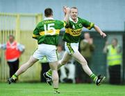16 July 2000; Liam Hassett of Kerry, right, celebrates with team-mate John Crowley, after scoring his sides first goal during the Bank of Ireland Munster Senior Football Championship Final between Kerry and Clare at the Gaelic Grounds in Limerick. Photo By Brendan Moran/Sportsfile