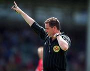 16 July 2000; Referee Ger Haugh during the Bank of Ireland Munster Senior Football Championship Final between Kerry and Clare at the Gaelic Grounds in Limerick. Photo By Brendan Moran/Sportsfile