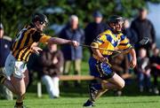 28 May 2000; Alan Markham of Clare in action against Michael Kavanagh of Kilkenny during the Senior Hurling Challenge match between Kilkenny and Clare at Young Ireland's GAA Grounds in Kilkenny. Photo by Ray McManus/Sportsfile