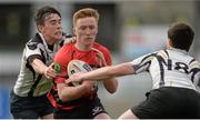 4 May 2015; Conor Dunne, Tullamore, is tackled by Sean O'Brien, left, and Martin Mullins. U17 Culliton Cup Final, Carlow v Tullamore.  Picture credit: Piaras Ó Mídheach / SPORTSFILE