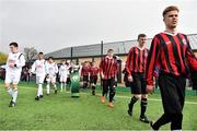 3 May 2015; Both teams walk out ahead of the game. FAI Umbro Youth Cup Final, Bohemians v Kilreen Celtic. Pearse Park, Dublin. Picture credit: Ramsey Cardy / SPORTSFILE