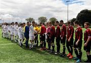 3 May 2015; Both teams shake hands ahead of the game. FAI Umbro Youth Cup Final, Bohemians v Kilreen Celtic. Pearse Park, Dublin. Picture credit: Ramsey Cardy / SPORTSFILE