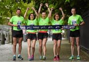 5 May 2015; The 2015 SSE Airtricity Dublin Marathon & Race Series was officially launched today by, from left, Sergio Ciobanu, Barbara Sanchez, Maria McCambridge, Sara Mulligan and Sean Hehir, and where organisers announced the route for 2015, and the return of an invited Elite Field. This year, the finisher’s medal will incorporate imagery of the Mansion House in Dublin to mark its 300th anniversary. Details of the route and entry can be found on www.sseairtricitydublinmarathon.ie or Facebook/DublinMarathon. Photo by Sportsfile