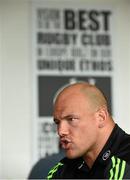 5 May 2015; Munster's BJ Botha speaking during a press conference. Munster Rugby Press Conference, Thomond Park, Limerick. Picture credit: Diarmuid Greene / SPORTSFILE