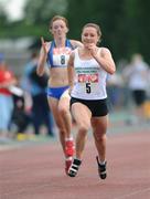 31 May 2008; Joan Healy, Colaiste na Toirbhirte, Bandon, Co. Cork, on her way to winning the Inter Girls 100m. Kit Kat Irish Schools Track & Field Final, Tullamore Harriers Stadium, Tullamore, Co. Offaly. Photo by Sportsfile