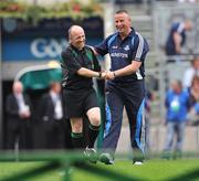 8 June 2008; Dublin manager Paul Caffrey shakes hands with referee Martin Duffy before the start of the game. GAA Football Leinster Senior Championship Quarter-Final, Louth v Dublin, Croke Park, Dublin. Picture credit: David Maher / SPORTSFILE