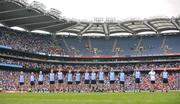 8 June 2008; The Dublin players stand during the playing of the National Anthem. GAA Football Leinster Senior Championship Quarter-Final, Louth v Dublin, Croke Park, Dublin. Picture credit: David Maher / SPORTSFILE