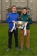 6 May 2015; Longford footballer Kieran Diffley and Offaly footballer Paul McConway in attendance at the launch of the 2015 Leinster GAA Senior Championships. Farmleigh House & Gardens, Phoenix Park, Dublin. Picture credit: Stephen McCarthy / SPORTSFILE