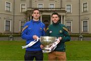 6 May 2015; Longford footballer Kieran Diffley and Offaly footballer Paul McConway in attendance at the launch of the 2015 Leinster GAA Senior Championships. Farmleigh House & Gardens, Phoenix Park, Dublin. Picture credit: Stephen McCarthy / SPORTSFILE