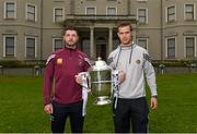 6 May 2015; Westmeath hurler Ger Egan and Offaly hurler Dan Currams in attendance at the launch of the 2015 Leinster GAA Senior Championships. Farmleigh House & Gardens, Phoenix Park, Dublin. Picture credit: Stephen McCarthy / SPORTSFILE