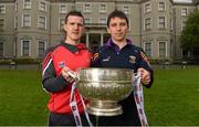 6 May 2015; Louth footballer Adrian Reid and Wexford footballer Ciaran Lyng in attendance at the launch of the 2015 Leinster GAA Senior Championships. Farmleigh House & Gardens, Phoenix Park, Dublin. Picture credit: Stephen McCarthy / SPORTSFILE