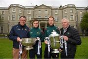 6 May 2015; Carlow football selector Tom Wogan and footballer Kieran Nolan with Carlow hurling manager Pat English and hurler Paul Coady in attendance at the launch of the 2015 Leinster GAA Senior Championships. Farmleigh House & Gardens, Phoenix Park, Dublin. Picture credit: Stephen McCarthy / SPORTSFILE