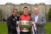 6 May 2015; Louth football manager Colin Kelly, footballer Adrian Reid and Louth County Board PRO Bob Doheny in attendance at the launch of the 2015 Leinster GAA Senior Championships. Farmleigh House & Gardens, Phoenix Park, Dublin. Picture credit: Stephen McCarthy / SPORTSFILE