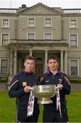 6 May 2015; Westmeath footballer Ger Egan and Wexford footballer Ciaran Lyng in attendance at the launch of the 2015 Leinster GAA Senior Championships. Farmleigh House & Gardens, Phoenix Park, Dublin. Picture credit: Stephen McCarthy / SPORTSFILE