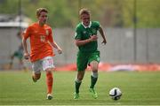 7 May 2015; Jonathan Lunney, Republic of Ireland, in action against Teun Bijleveld, The Netherlands. UEFA European U17 Championship Finals Group D, Republic of Ireland v Netherlands. Sozopol Stadium, Sozopol, Bulgaria. Picture credit: Pat Murphy / SPORTSFILE
