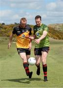 7 May 2015; Former Down footballer Brendan Coulter, left, Ulster XV, and former Dublin footballer Barry Cahill, Rest of Ireland Select XV, ahead of The GAA Open, a charity exhibition match between an Ulster XV and a Rest of Ireland Select XV, that will take place during the Irish Open Golf Week in Newcastle, Co. Down, on Monday 25th May. Royal County Down Golf Club, Down. Picture credit: Oliver McVeigh / SPORTSFILE