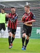 8 May 2015; Derek Prendergast, right, Bohemians, celebrates after scoring his side's first goal with team-mate Robbie Creevy. SSE Airtricity League Premier Division, Bohemians v Limerick FC, Dalymount Park, Dublin. Picture credit: David Maher / SPORTSFILE