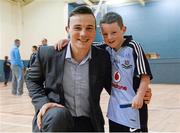 8 May 2015; Dublin hurler Liam Rushe with Tyler McCarthy, aged 8, from Castleknock at a Dublin GAA open night. St. Brigidâ€™s GAA Club, Russell Park, Dublin. Picture credit: Piaras Ó Mídheach / SPORTSFILE