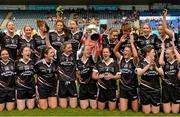9 May 2015; Sligo captain Stephanie O'Reilly and her team-mates celebrate with the cup after the game. TESCO HomeGrown Ladies National Football League, Division 3 Final, Waterford v Sligo. Parnell Park, Dublin. Picture credit: Piaras Ó Mídheach / SPORTSFILE