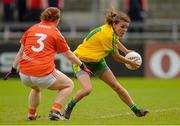 9 May 2015; Niamh Hegarty, Donegal, in action against Caoimhe Morgan, Armagh. TESCO HomeGrown Ladies National Football League, Division 2 Final, Armagh v Donegal. Parnell Park, Dublin. Picture credit: Piaras Ó Mídheach / SPORTSFILE