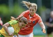 9 May 2015; Niamh Hegarty, Donegal, in action against Niamh Henderson, Armagh. TESCO HomeGrown Ladies National Football League, Division 2 Final, Armagh v Donegal. Parnell Park, Dublin. Picture credit: Piaras Ó Mídheach / SPORTSFILE