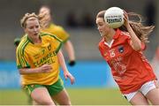 9 May 2015; Aimee Mackin, Armagh, in action against Niamh McLaughlin, Donegal. TESCO HomeGrown Ladies National Football League, Division 2 Final, Armagh v Donegal. Parnell Park, Dublin. Picture credit: Cody Glenn / SPORTSFILE