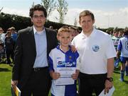 7 June 2008; Craig Donnellan, College Corinthians AFC, Cork, was presented with his certificate by Alex Ericarde, Brand Manager, Danone Ireland, left and Joe Gamble, Cork City, right. Danone Nations Cup National Finals, AUL Complex, Clonshaugh, Dublin. Picture credit: Ray McManus / SPORTSFILE