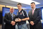9 June 2008; Some of the country's finest up and coming GAA footballers and hurlers gathered in Dublin for the Ulster Bank Rising Star Awards. Having been selected from the 2008 Higher Education Championships, the best of the best were honoured at a reception held in Ulster Bank's Group Centre, in Dublin. Pictured receiving his award from GAA President Nickey Brennan and Sean Healy, right, Managing Director, Sales Business Banking, Ulster Bank, is Cormac McGill, Garda College and Meath. Ulster Bank Georges Quay, Dublin. Picture credit: Brendan Moran / SPORTSFILE