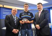 9 June 2008; Some of the country's finest up and coming GAA footballers and hurlers gathered in Dublin for the Ulster Bank Rising Star Awards. Having been selected from the 2008 Higher Education Championships, the best of the best were honoured at a reception held in Ulster Bank's Group Centre, in Dublin. Pictured receiving his award from GAA President Nickey Brennan and Sean Healy, right, Managing Director, Sales Business Banking, Ulster Bank, is Eoin Naughton, DIT and Kildare. Ulster Bank Georges Quay, Dublin. Picture credit: Brendan Moran / SPORTSFILE