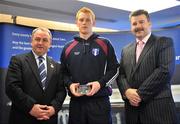 9 June 2008; Some of the country's finest up and coming GAA footballers and hurlers gathered in Dublin for the Ulster Bank Rising Star Awards. Having been selected from the 2008 Higher Education Championships, the best of the best were honoured at a reception held in Ulster Bank's Group Centre, in Dublin. Pictured receiving his award from GAA President Nickey Brennan and Sean Healy, right, Managing Director, Sales Business Banking, Ulster Bank, is george Hannigan, MICL and Tipperary. Ulster Bank Georges Quay, Dublin. Picture credit: Brendan Moran / SPORTSFILE
