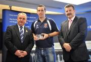 9 June 2008; Some of the country's finest up and coming GAA footballers and hurlers gathered in Dublin for the Ulster Bank Rising Star Awards. Having been selected from the 2008 Higher Education Championships, the best of the best were honoured at a reception held in Ulster Bank's Group Centre, in Dublin. Pictured receiving his award from GAA President Nickey Brennan and Sean Healy, right, Managing Director, Sales Business Banking, Ulster Bank, is Rory Guinan, Garda College and Offaly. Ulster Bank Georges Quay, Dublin. Picture credit: Brendan Moran / SPORTSFILE