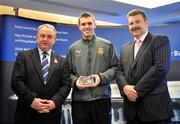 9 June 2008; Some of the country's finest up and coming GAA footballers and hurlers gathered in Dublin for the Ulster Bank Rising Star Awards. Having been selected from the 2008 Higher Education Championships, the best of the best were honoured at a reception held in Ulster Bank's Group Centre, in Dublin. Pictured receiving his award from GAA President Nickey Brennan and Sean Healy, right, Managing Director, Sales Business Banking, Ulster Bank, is Mark Lynch, UUJ and Derry. Ulster Bank Georges Quay, Dublin. Picture credit: Brendan Moran / SPORTSFILE