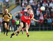 14 June 2008; Aidan Carr, Down, in action against Tommy McGuigan, Tyrone. GAA Football Ulster Senior, Down v Tyrone, Pairc Esler, Newry, Co. Down. Picture credit: Oliver McVeigh / SPORTSFILE