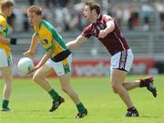15 June 2008; Michael Foley, Leitrim, in action against Fiachra Breathnach, Galway. GAA Football Connacht Senior Championship Semi-Final, Galway v Leitrim, Pearse Stadium, Galway. Picture credit: Ray Ryan / SPORTSFILE