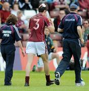 15 June 2008; Finnian Hanley, Galway, goes to the sideline after receiving a heavy knock. GAA Football Connacht Senior Championship Semi-Final, Galway v Leitrim, Pearse Stadium, Galway. Picture credit: Ray Ryan / SPORTSFILE