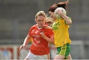 9 May 2015; Katy Herron, Donegal, in action against Louise Kenny, Armagh. TESCO HomeGrown Ladies National Football League, Division 2 Final, Armagh v Donegal. Parnell Park, Dublin. Picture credit: Cody Glenn / SPORTSFILE