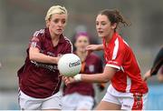 9 May 2015; Edel Concannon, Galway, in action against Roisin O'Sullivan, Cork. TESCO HomeGrown Ladies National Football League, Division 1 Final, Cork v Galway. Parnell Park, Dublin. Picture credit: Cody Glenn / SPORTSFILE