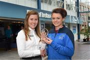 8 May 2015; Eithne Connolly, branch manager, Bank of Ireland DCU, presents a DCU GAA scholarship awards 2015 to the 'Academic Athlete of the Year' Steph Creaner, Castleknock, Dublin. Dublin City University, Glasnevin, Dublin. Picture credit: Ray McManus / SPORTSFILE