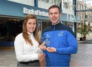 8 May 2015; Eithne Connolly, branch manager, Bank of Ireland DCU, presents a DCU GAA scholarship awards 2015 to Alan Danagher, Chairman of DCU A.C. Dublin City University, Glasnevin, Dublin. Picture credit: Ray McManus / SPORTSFILE