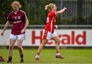 9 May 2015; Valerie Mulcahy, Cork, celebrates scoring as Louise Ward, Galway, reacts. TESCO HomeGrown Ladies National Football League, Division 1 Final, Cork v Galway. Parnell Park, Dublin. Picture credit: Cody Glenn / SPORTSFILE