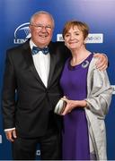 9 May 2015; Leinster branch President John Glackin and his wife Mary arrive at the Leinster Rugby Awards ball at the Double Tree by Hilton hotel, Dublin. The Leinster Rugby Awards Ball took place in front of over 500 attendees as Leinster Rugby celebrated the achievements of those both on and off the field in both the domestic and the professional game. RTÉ's Darragh Maloney was MC for the evening as Leinster Rugby Head Coach Matt O'Connor, Captain Jamie Heaslip and the rest of the players also took the opportunity to celebrate the careers of Leinster Rugby stalwarts Gordon D'Arcy and Shane Jennings. Picture credit: Stephen McCarthy / SPORTSFILE