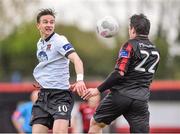 9 May 2015; Ronan Finn, Dundalk, in action against Mark Rossiter, Longford Town. SSE Airtricity League, Premier Division, Longford Town v Dundalk. City Calling Stadium, Longford. Picture credit: David Maher / SPORTSFILE