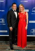 9 May 2015; Leinster Rugby's Jimmy Gopperth and his wife Sarah arrive at the Leinster Rugby Awards ball at the Double Tree by Hilton hotel, Dublin. The Leinster Rugby Awards Ball took place in front of over 500 attendees as Leinster Rugby celebrated the achievements of those both on and off the field in both the domestic and the professional game. RTÉ's Darragh Maloney was MC for the evening as Leinster Rugby Head Coach Matt O'Connor, Captain Jamie Heaslip and the rest of the players also took the opportunity to celebrate the careers of Leinster Rugby stalwarts Gordon D'Arcy and Shane Jennings. Picture credit: Stephen McCarthy / SPORTSFILE