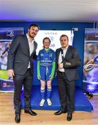 8 May 2015; Laura Brady from Gibbstown, Co. Meath with Leinster players Kane Douglas and Sean Cronin. Guinness PRO12, Round 21, Leinster v Benetton Treviso, RDS, Ballsbridge, Dublin. Picture credit: Matt Browne / SPORTSFILE
