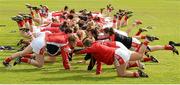 9 May 2015; Cork players stretch after drawing with Galway. TESCO HomeGrown Ladies National Football League, Division 1 Final, Cork v Galway. Parnell Park, Dublin. Picture credit: Cody Glenn / SPORTSFILE
