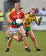 9 May 2015; Shauna Grey, Armagh, in action against Shannon McGroddy, Donegal. TESCO HomeGrown Ladies National Football League, Division 2 Final, Armagh v Donegal. Parnell Park, Dublin. Picture credit: Cody Glenn / SPORTSFILE